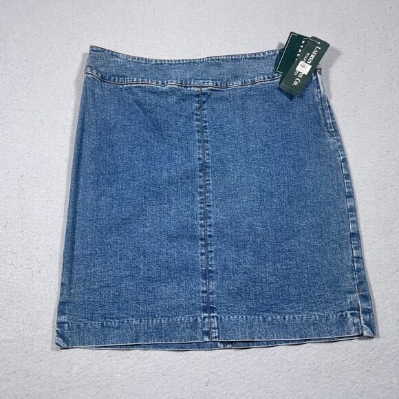 Lauren Jeans Co Ralph Lauren Denim Skirt Women 12 Blue Stretch‎ Jean Pencil NWT - Picture 1 of 10